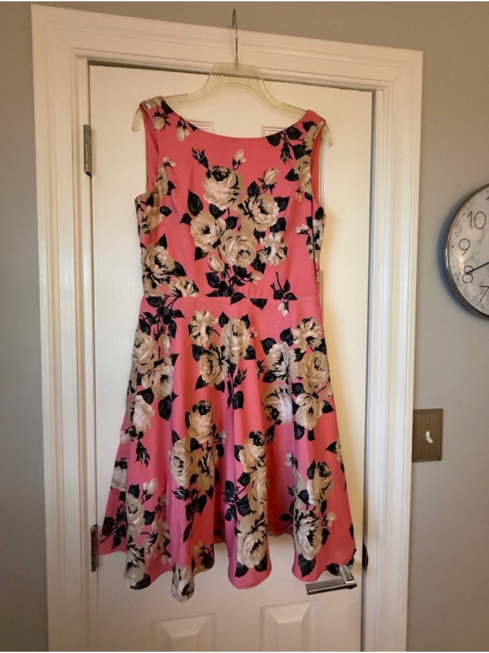 Betsey Johnson Floral Fit-and-Flare Pink Dress, Size 10